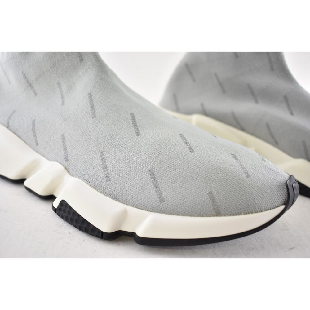 Balenciaga Mens Speed Sock Grey Reflective All Over Logo High Top Sneaker 44 11 - Picture 5 of 12